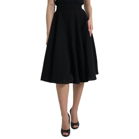 Dolce & Gabbana Black High Waist A-line Knee Length Women's Skirt